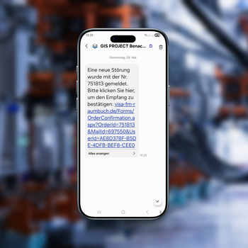 Instandhalter, Objektleiter oder Facility Manager können mit einer SMS über neu gemeldete Störungen informiert werden 