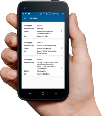 In der Auftrags-App sind Auftragsdaten verfügbar