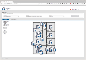 Aufträge, Störungen etc. sind im CAD-Plan im Browser dargestellt
